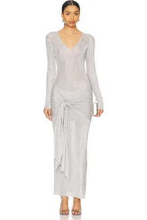 SER.O.YA Vestido de punto metalizado ashera en color metálico talla L en - Metallic Silver. Talla L (también en M, S, XL, X