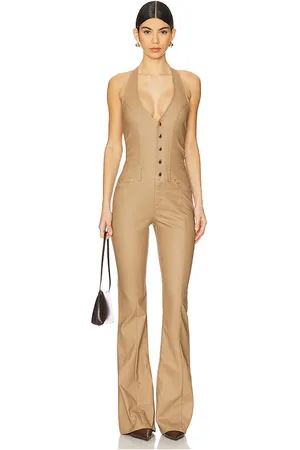 Retrofete Cynthia jumpsuit en color bronce talla L en - Tan. Talla L (también en M, S, XS).