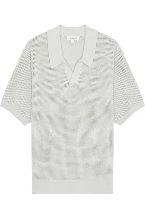 Frame Jersey tipo polo open weave en color gris talla L en - Grey. Talla L (también en M, S, XL/1X).