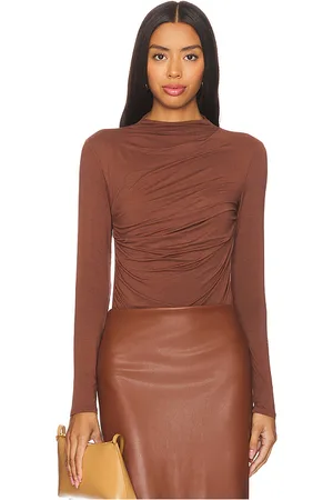 ENZA COSTA Top manga larga en color marrón talla S en - Brown. Talla S (también en L, XS).
