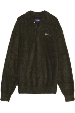 This Is Never That Logo shaggy knit polo en color verde oscuro talla L en - Dark Green. Talla L (también en M, S).