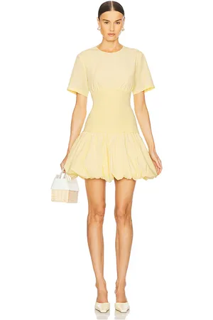 Simkhai Mini vestido de manga corta libbie en color amarillo limon talla S en - Lemon. Talla S (también en XS).