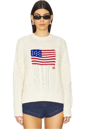 Ralph Lauren Suéter de algodón con bandera de aran en color blanco talla L en - White. Talla L (también en M, S, XS).