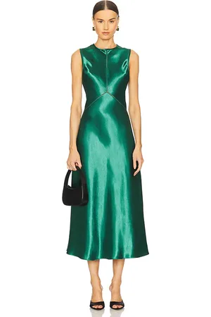 ULLA JOHNSON Vestido midi lisbet en color verde talla 0 en - Green. Talla 0 (también en 10, 12, 4, 8).