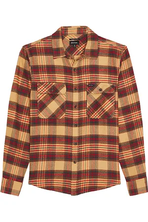 Brixton Camisa franela bowery en color marrón talla L en Curry Washed Black & Crimson - Brown. Talla L (también en M, S, XL/1X).