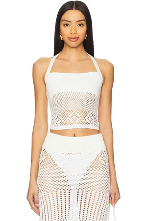Frankies Bikinis Top halter ganchillo orchard en color talla L en - White. Talla L (también en M, S).