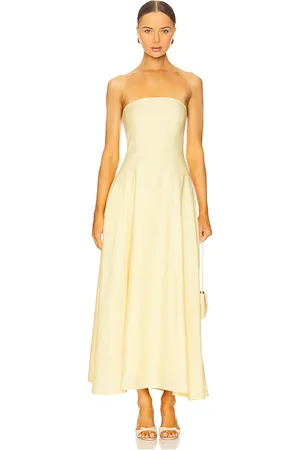 Favorite Daughter Vestido midi en color amarillo limon talla 10 en - Lemon. Talla 10 (también en 6).