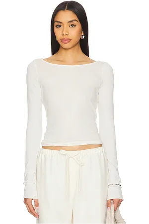 Cotton Citizen Top con cuello redondo marbella en color crema talla L en - Cream. Talla L (también en M, S, XS).