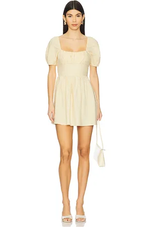 FAITHFULL THE BRAND Minivestido dalia en color amarillo limon talla L en - Lemon. Talla L (también en M, S, XL, XS).