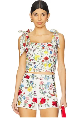 ALICE+OLIVIA Clara bow strap bustier en color blanco talla 0 en - White. Talla 0 (también en 12, 2, 6, 8).