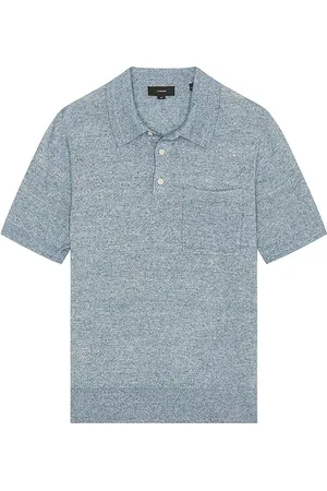 Vince Polo de bolsillo de manga corta linen cashmere en color roca talla L en - Slate. Talla L (también en M).