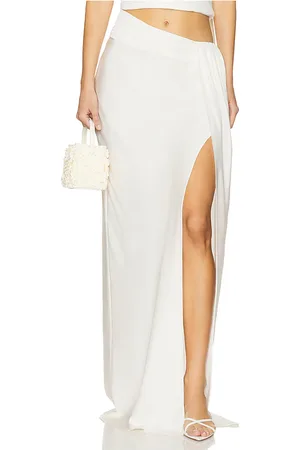 LAPOINTE Falda larga asimétrica de satén ligero en color ivory talla 0 en - Ivory. Talla 0 (también en 2, 4, 6).