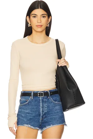 Michael Lauren Axl crop fitted top en color nude,neutral talla L en - Nude,Neutral. Talla L (también en M, S, XL, XS).