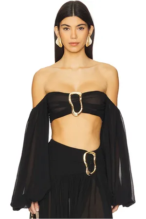 Michael Costello X revolve blair crop top en color talla L en - Black. Talla L (también en M, S, XL, XS).