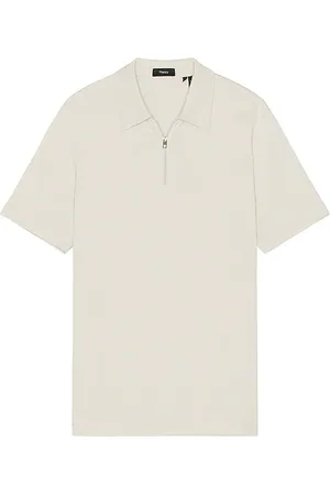 THEORY Polo con cremallera de un cuarto ryder en color crema talla L en - Cream. Talla L (también en M, S, XL/1X, XXL/2X).