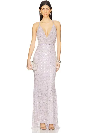 Michael Costello Vestido largo amaranta en color talla L en - Lavender. Talla L (también en M, S, XL, XS, XXS).