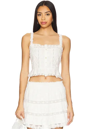 LOVESHACKFANCY Camisola vietta en color talla L en - White. Talla L (también en XL, XS).