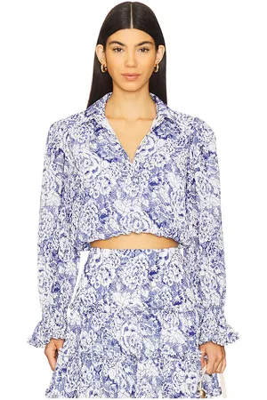 Cinq A Sept Top manga larga zendaya en color azul talla L en - Blue. Talla L (también en M, S, XS, XXS).