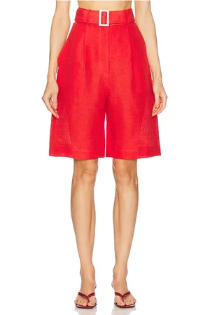 Matthew Bruch Bermudas plisadas cortas en color rojo talla 0 en - Red. Talla 0 (también en 10, 2, 4, 6, 8).