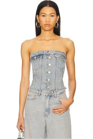 Dr Denim Top de tubo de mezclilla carli en color azul talla L en - Blue. Talla L (también en M, S, XS).