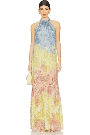 HEMANT AND NANDITA Vestido halter en color blue,yellow talla L en - Blue,Yellow. Talla L (también en XL).