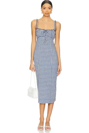 Free People Vestido midi lucinda en color azul talla L en - Blue. Talla L (también en M, S, XL, XS).