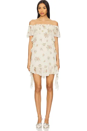 ANIYE BY Vestido con volantes lily en color ivory talla M en - Ivory. Talla M (también en S, XS).