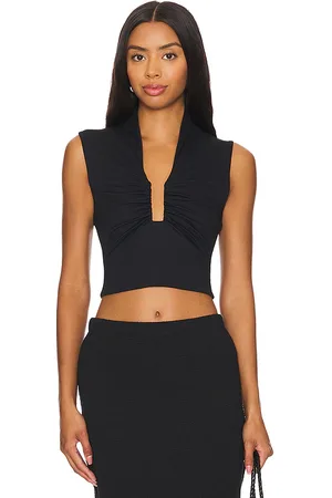 Susana Monaco Square wire sleeveless top en color talla L en - Black. Talla L (también en M, S, XL, XS).