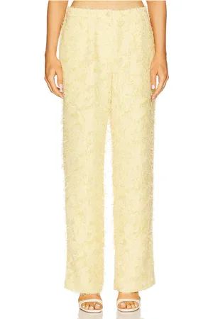 Samsøe Samsøe Pantalón con trabilla satove en color amarillo talla L en - Yellow. Talla L (también en M, S, XS).