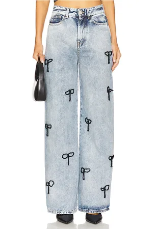 VIVETTA Boyfriend jeans con bordado de lazo en color talla 24 en - Blue. Talla 24 (también en 26, 27, 28, 29, 30).