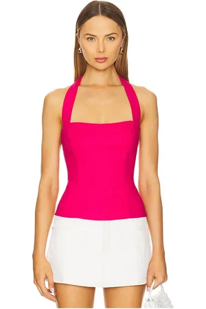 Bardot Top halter de lino raya en color rosado talla 10 en - Pink. Talla 10 (también en 12, 6, 8).