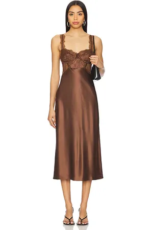CAMI Vestido midi dress en color chocolate talla 0 en - Chocolate. Talla 0 (también en 00, 10, 12, 2, 4, 8).