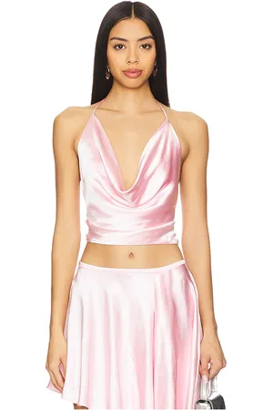 Bardot Top de satén con escote halter andreama en color rubor talla 10 en - Blush. Talla 10 (también en 12, 4, 6, 8).