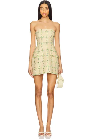 Amanda Uprichard Strapless bethany skort romper en color talla M en - Yellow. Talla M (también en S).