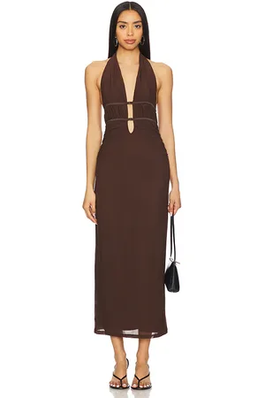 Misha Vestido celine en color chocolate talla L en - Chocolate. Talla L (también en M).