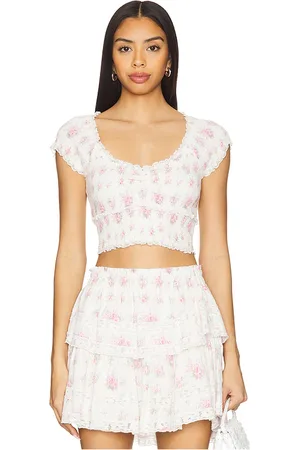 LOVESHACKFANCY Cambron top en color blanco talla L en - White. Talla L (también en M, S, XL, XS, XXS).