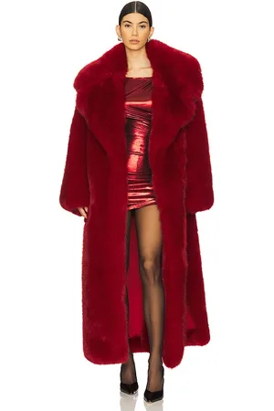Adrienne Landau Abrigo faux fur with hood en color burgundy talla L en - Burgundy. Talla L (también en M).