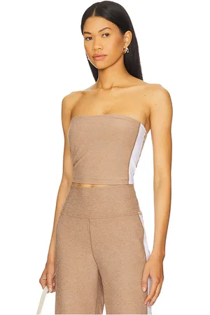 Beyond Yoga Top strapless de rayas spacedye en color marrón talla L en - Brown. Talla L (también en M, S