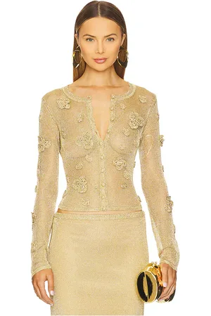 Cult Gaia Cárdigan kash en color oro metálico talla M en - Metallic Gold. Talla M (también en XS).
