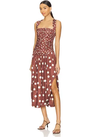 Free People Vestido midi raylon en color chocolate talla L en - Chocolate. Talla L (también en M, S, XL, XS).