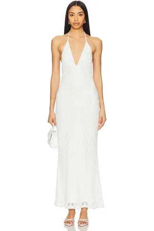 Bardot Vestido midi de malla con cuello halter adoni en color blanco talla 10 en - White. Talla 10 (también en 12, 2, 4, 6, 8).
