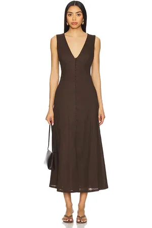 Bardot Vestido midi de lino cordelia en color talla 12 en - . Talla 12 (también en 2, 4, 6, 8).