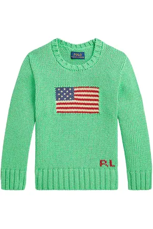 Ralph Lauren Suéter de cuello redondo de algodón flag en color verde talla 3 en - Green. Talla 3 (también en 4, 5).