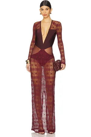 PATBO Maxivestido manga larga en color vino talla S en - Wine. Talla S (también en XL, XS).