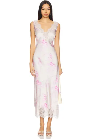 LOVESHACKFANCY Vestido serene en color ivory,pink talla L en - Ivory,Pink. Talla L (también en M, S, XL, XS).