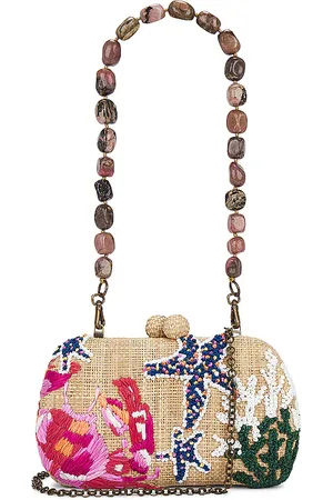 SERPUI Bolso de mano de rafia bordado josephine crab en color beige talla all en - Beige. Talla all.