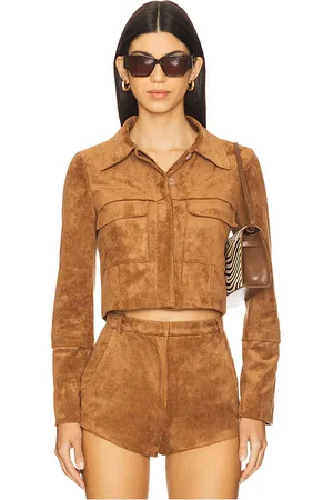 Amanda Uprichard Chaqueta ante lucas en color talla L en - Tan. Talla L (también en M, S, XL, XS).