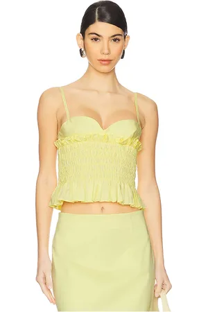 CLEA Celeste shirred top en color amarillo talla M en - Yellow. Talla M (también en S, XS).