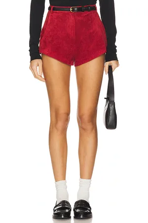 Amanda Uprichard X revolve kelso suede short en color talla L en - Red. Talla L (también en M, S, XL, XS).