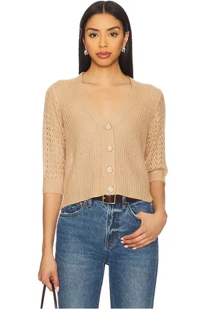 AUTUMN CASHMERE Cárdigan con mangas abullonadas shaker en color beige talla L en - Beige. Talla L (también en M, S, XS).